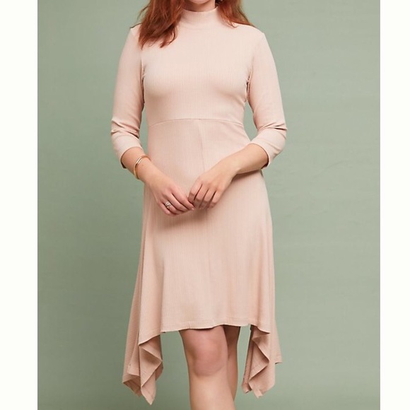 Anthro Ribbed Turtleneck Dress in Rose - Picture 2 of 4